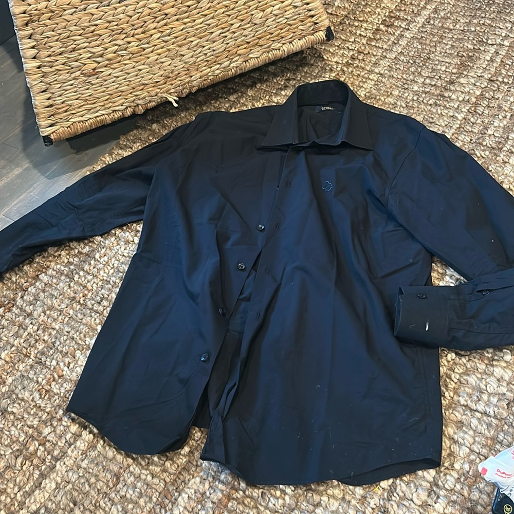 Cavalli Class Men's Black Button-Up Shirt